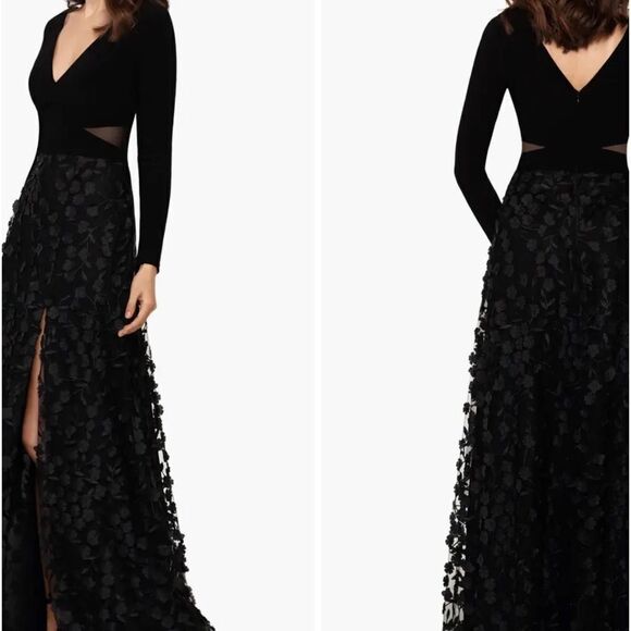 Xscape 3279X Evening 3D Floral Bloom Long Sleeve Gown NEW SZ 6/10 $278 - Picture 3 of 7